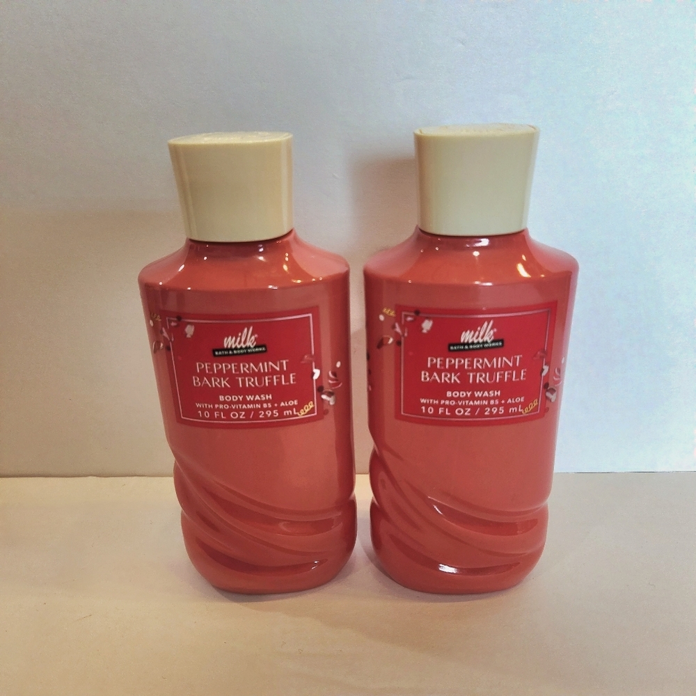 Bath & Body Works Milk Bar Peppermint Bark Truffle Body Wash Full Size x2